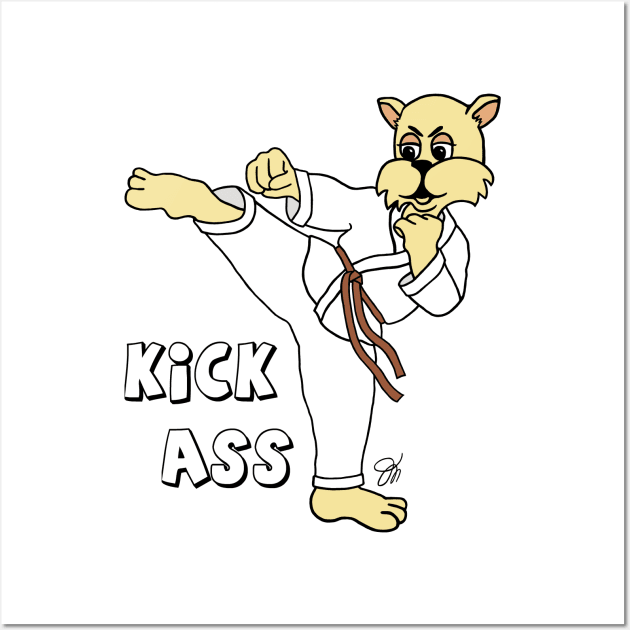 Fat Cat Kick Ass Karate Cat Wall Art by artbydesign